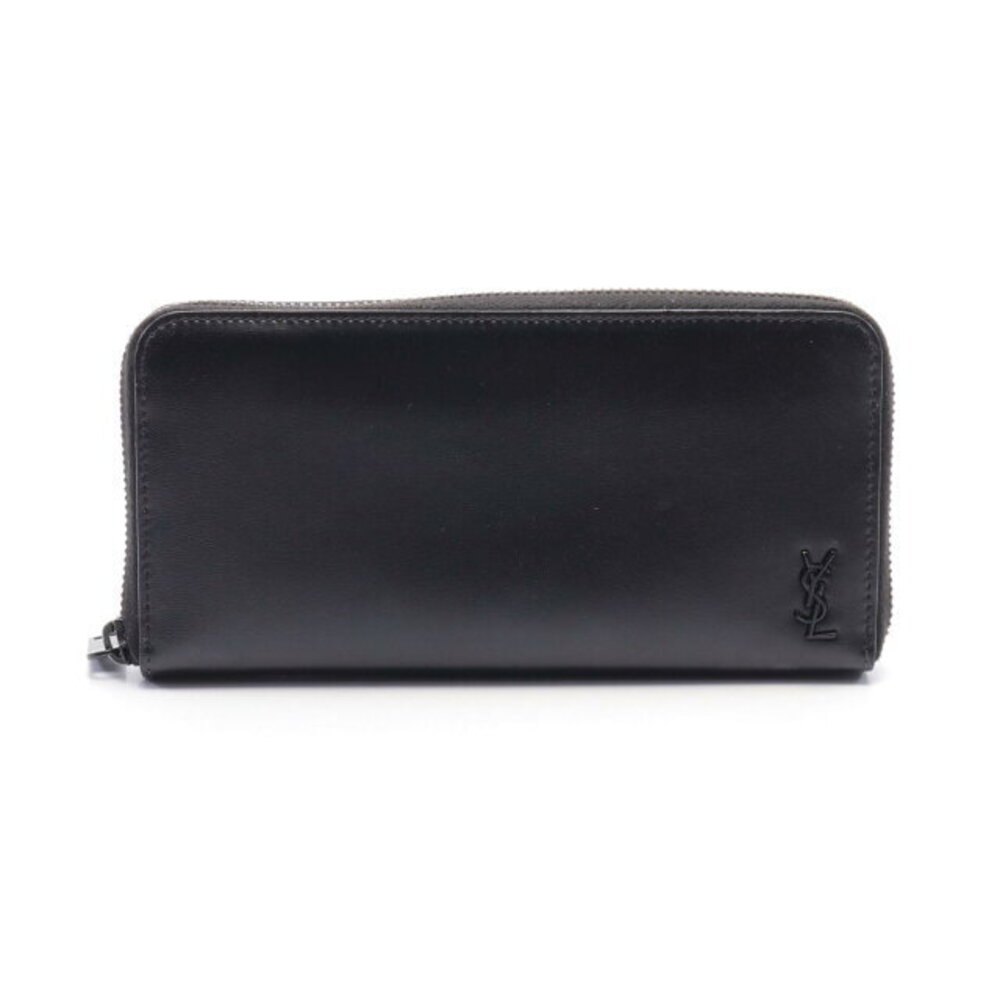 Saint Laurent Paris round long wallet leather black